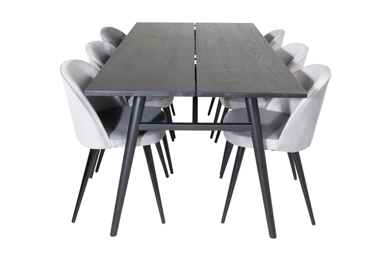 Zenazmi Spisegruppe 195 cm inkl. 6 Valerie Fløyelsstoler - Svart/Lysegrå - Møbler - Bord - Spisegruppe