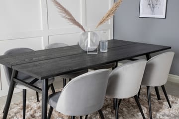 Zenazmi Spisegruppe 195 cm inkl. 6 Valerie Fløyelsstoler - Svart/Lysegrå - Møbler - Bord - Spisegruppe