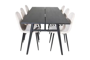 Zenazmi Spisegruppe 195 cm inkl. 6 Pontus Stoler - Svart/Beige - Møbler - Bord - Spisegruppe