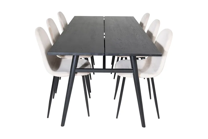 Zenazmi Spisegruppe 195 cm inkl. 6 Pontus Stoler - Svart/Beige - Møbler - Bord - Spisegruppe