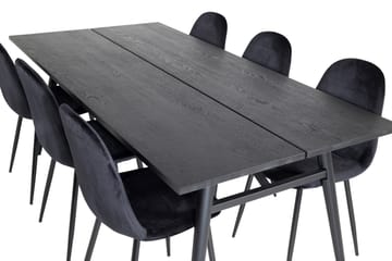 Zenazmi Spisegruppe 195 cm inkl. 6 Pontus Stoler - Svart - Møbler - Bord - Spisegruppe