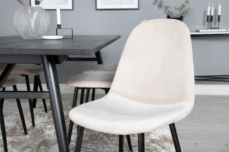 Zenazmi Spisegruppe 195 cm inkl. 6 Pontus Stoler - Svart/Beige - Møbler - Bord - Spisegruppe