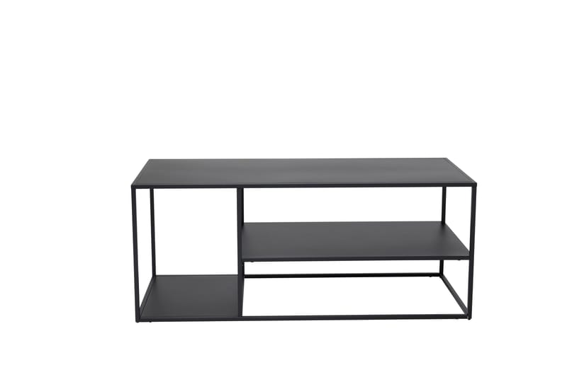 Staal 50 cm Rektangulært Sofabord med Hyller i Metall, Svart
