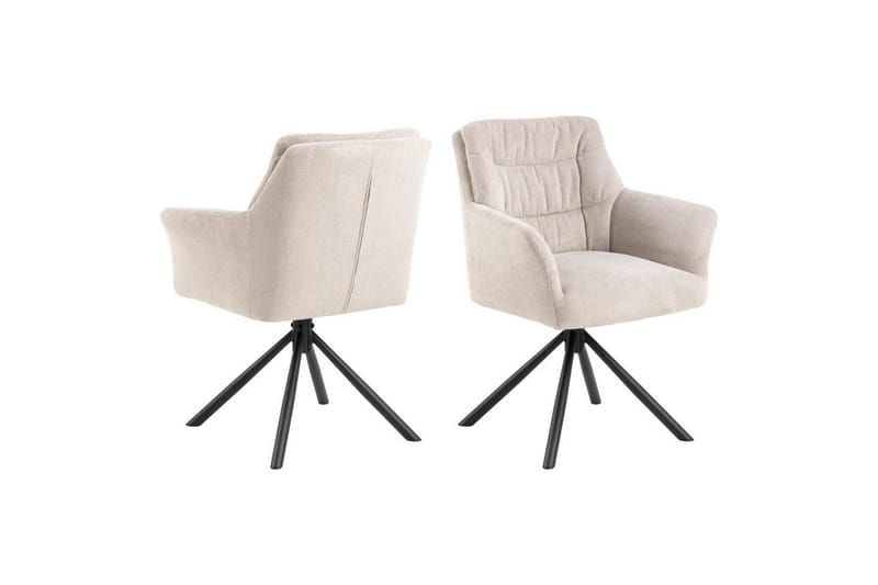Stabby Rund Spisegruppe 110 cm + 4 stk. Spisestoler - Svart/Hvit/Beige - Møbler - Bord - Spisegruppe