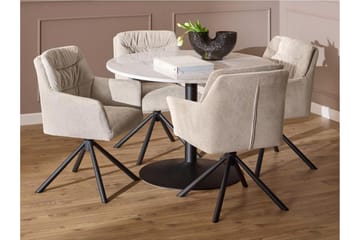 Stabby Spisegruppe Rund 110 Cm + 4 Spisestoler - Svart/Hvit/Beige - Møbler - Bord - Spisegruppe