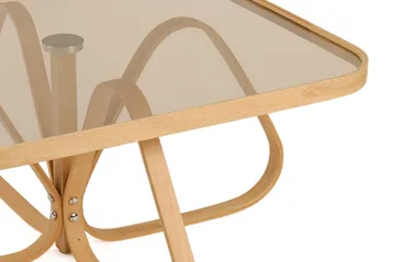 Stedum Kvadratisk Sofabord 90 cm med Understell i Tre - Brunt Røykglass - Møbler - Bord - Sofabord & salongbord