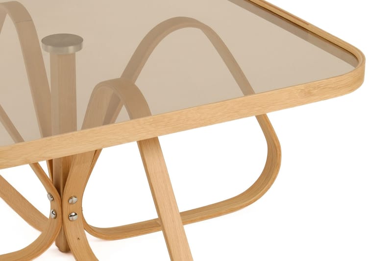 Stedum Kvadratisk Sofabord 90 cm med Understell i Tre - Brunt Røykglass - Møbler - Bord - Sofabord & salongbord