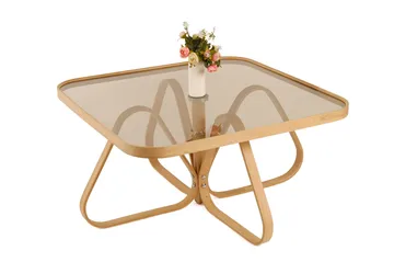 Stedum Kvadratisk Sofabord 90 cm med Understell i Tre - Brunt Røykglass - Møbler - Bord - Sofabord & salongbord