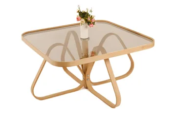 Stedum Kvadratisk Sofabord 90 cm med Understell i Tre - Brunt Røykglass - Møbler - Bord - Sofabord & salongbord