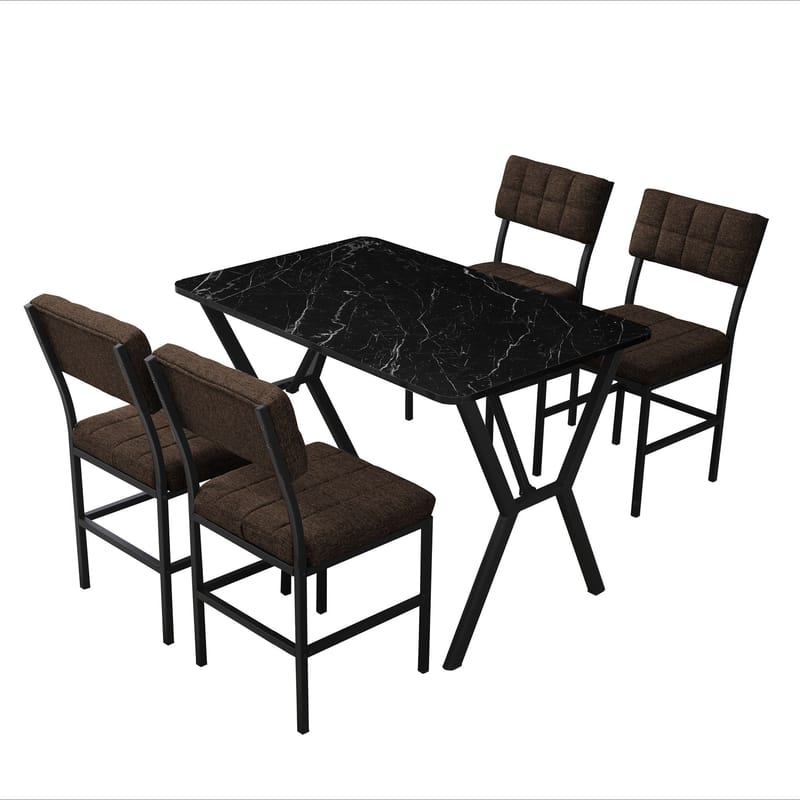 Stedum spisegruppe bord 110 cm + 4 stoler - Brun og Svart - Møbler - Bord - Spisegruppe