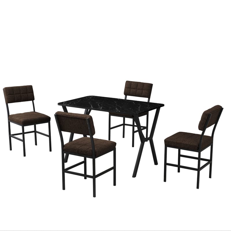 Stedum spisegruppe bord 110 cm + 4 stoler, Brun og Svart
