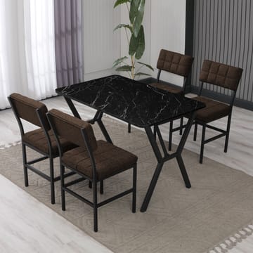 Stedum spisegruppe bord 110 cm + 4 stoler - Brun og Svart - Møbler - Bord - Spisegruppe