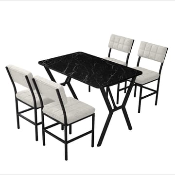 Stedum spisegruppe bord 110 cm + 4 stoler - Krem og Svart - Møbler - Bord - Spisegruppe