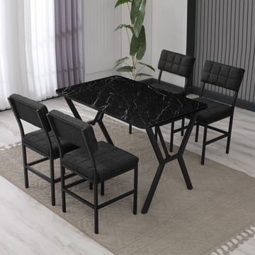 Stedum spisegruppe bord 110 cm + 4 stoler - Antrasitt og Svart - Møbler - Bord - Spisegruppe