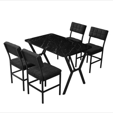Stedum spisegruppe bord 110 cm + 4 stoler - Antrasitt og Svart - Møbler - Bord - Spisegruppe
