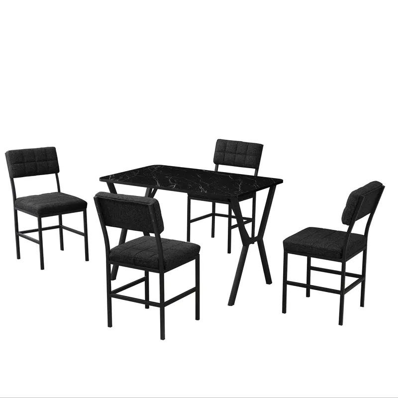 Stedum spisegruppe bord 110 cm + 4 stoler, Antrasitt og Svart