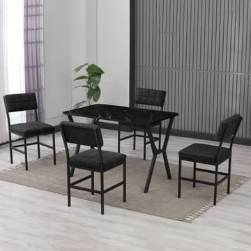 Stedum spisegruppe bord 110 cm + 4 stoler - Antrasitt og Svart - Møbler - Bord - Spisegruppe