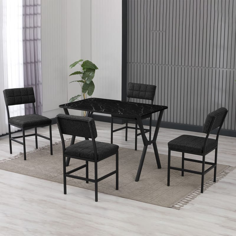 Stedum spisegruppe bord 110 cm + 4 stoler - Antrasitt og Svart - Møbler - Bord - Spisegruppe