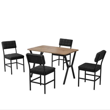 Stedum spisegruppe bord 110 cm + 4 stoler - Antrasitt og Valnøtt - Møbler - Bord - Spisegruppe