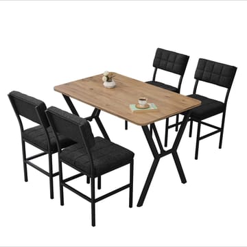 Stedum spisegruppe bord 110 cm + 4 stoler - Antrasitt og Valnøtt - Møbler - Bord - Spisegruppe