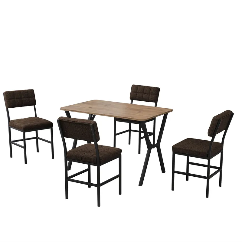 Stedum spisegruppe bord 110 cm + 4 stoler, Brun og Valnøtt