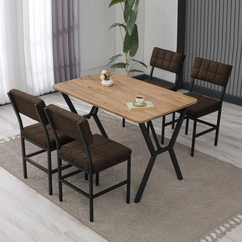 Stedum spisegruppe bord 110 cm + 4 stoler - Brun og Valnøtt - Møbler - Bord - Spisegruppe