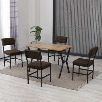 Stedum spisegruppe bord 110 cm + 4 stoler - Brun og Valnøtt - Møbler - Bord - Spisegruppe