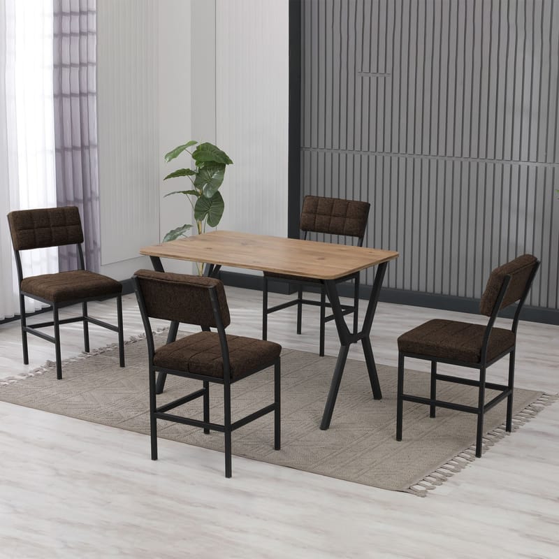 Stedum spisegruppe bord 110 cm + 4 stoler - Brun og Valnøtt - Møbler - Bord - Spisegruppe
