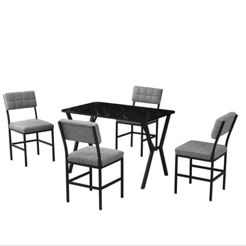 Stedum spisegruppe bord 110 cm + 4 stoler - Grå og Svart - Møbler - Bord - Spisegruppe
