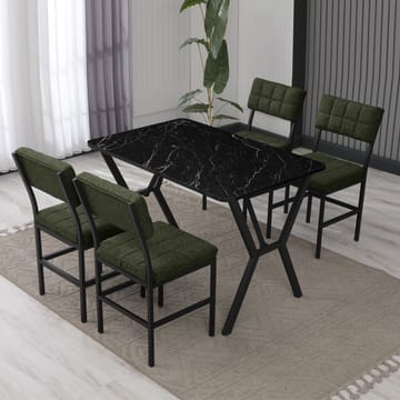 Stedum spisegruppe bord 110 cm + 4 stoler - Grønn og Svart - Møbler - Bord - Spisegruppe