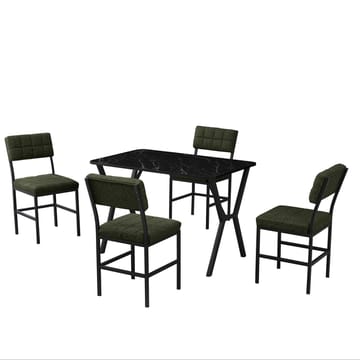 Stedum spisegruppe bord 110 cm + 4 stoler - Grønn og Svart - Møbler - Bord - Spisegruppe
