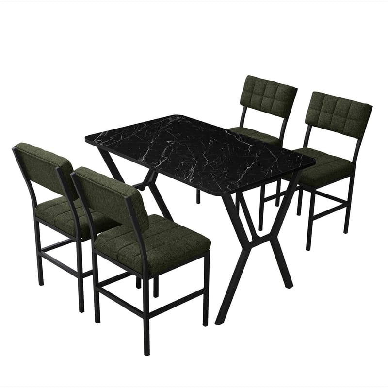 Stedum spisegruppe bord 110 cm + 4 stoler - Grønn og Svart - Møbler - Bord - Spisegruppe