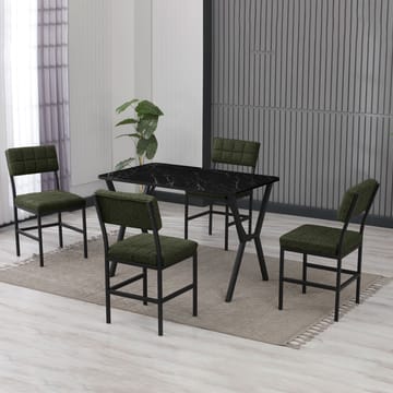 Stedum spisegruppe bord 110 cm + 4 stoler - Grønn og Svart - Møbler - Bord - Spisegruppe