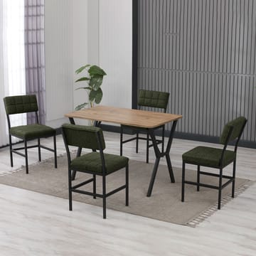 Stedum spisegruppe bord 110 cm + 4 stoler - Grønn og Valnøtt - Møbler - Bord - Spisegruppe