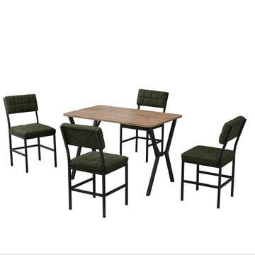 Stedum spisegruppe bord 110 cm + 4 stoler - Grønn og Valnøtt - Møbler - Bord - Spisegruppe