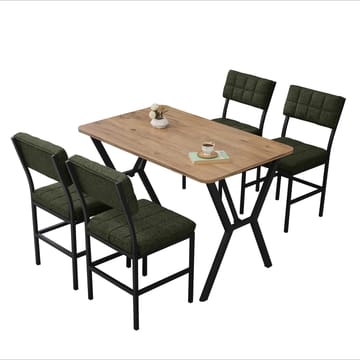 Stedum spisegruppe bord 110 cm + 4 stoler - Grønn og Valnøtt - Møbler - Bord - Spisegruppe