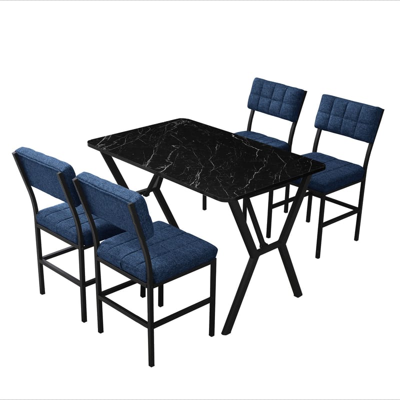 Stedum spisegruppe bord 110 cm + 4 stoler - Marineblå Svart - Møbler - Bord - Spisegruppe