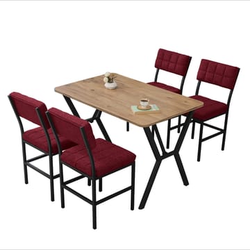 Stedum Spisegruppe Bord 110 cm + 4 Stoler - Vinrød Og Valnøtt - Møbler - Bord - Spisegruppe