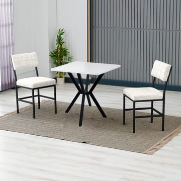Stedum spisegruppe bord 70 cm + 2 stoler - Krem Hvit - Møbler - Bord - Spisegruppe