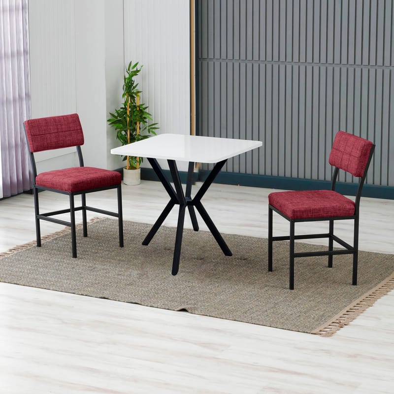 Stedum spisegruppe bord 70 cm + 2 stoler - Vinrød Hvit - Møbler - Bord - Spisegruppe