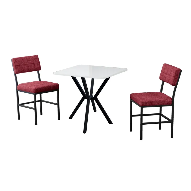 Stedum spisegruppe bord 70 cm + 2 stoler, Vinrød Hvit