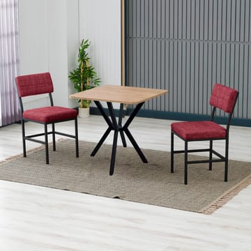 Stedum spisegruppe bord 70 cm + 2 stoler - Vinrød Valnøtt - Møbler - Bord - Spisegruppe