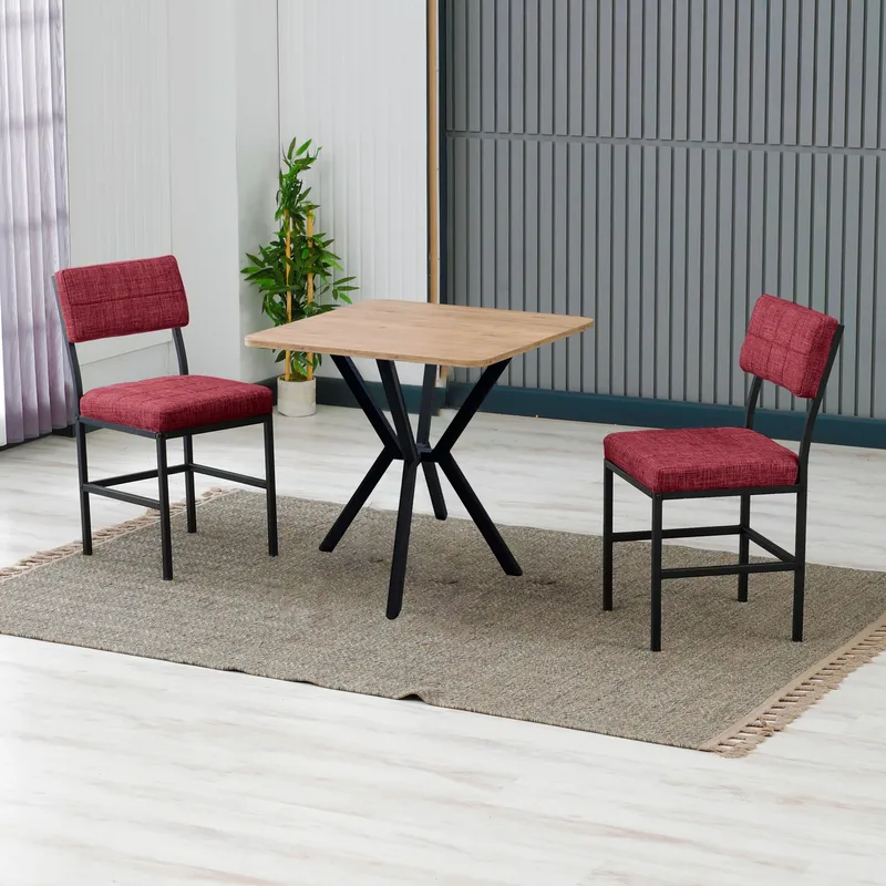 Stedum spisegruppe bord 70 cm + 2 stoler - Vinrød Valnøtt - Møbler - Bord - Spisegruppe