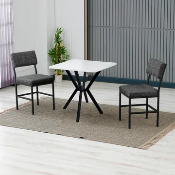 Stedum spisegruppe bord 70 cm + 2 stoler - Antrasitt og Hvit - Møbler - Bord - Spisegruppe