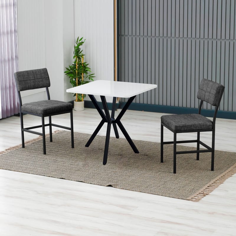 Stedum spisegruppe bord 70 cm + 2 stoler - Antrasitt og Hvit - Møbler - Bord - Spisegruppe
