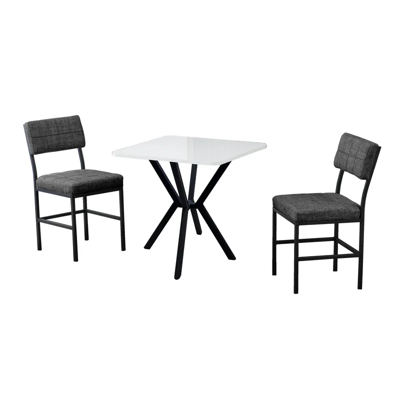Stedum spisegruppe bord 70 cm + 2 stoler, Antrasitt og Hvit