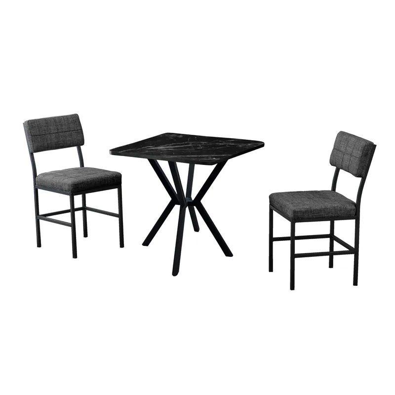 Stedum spisegruppe bord 70 cm + 2 stoler, Antrasitt og Svart
