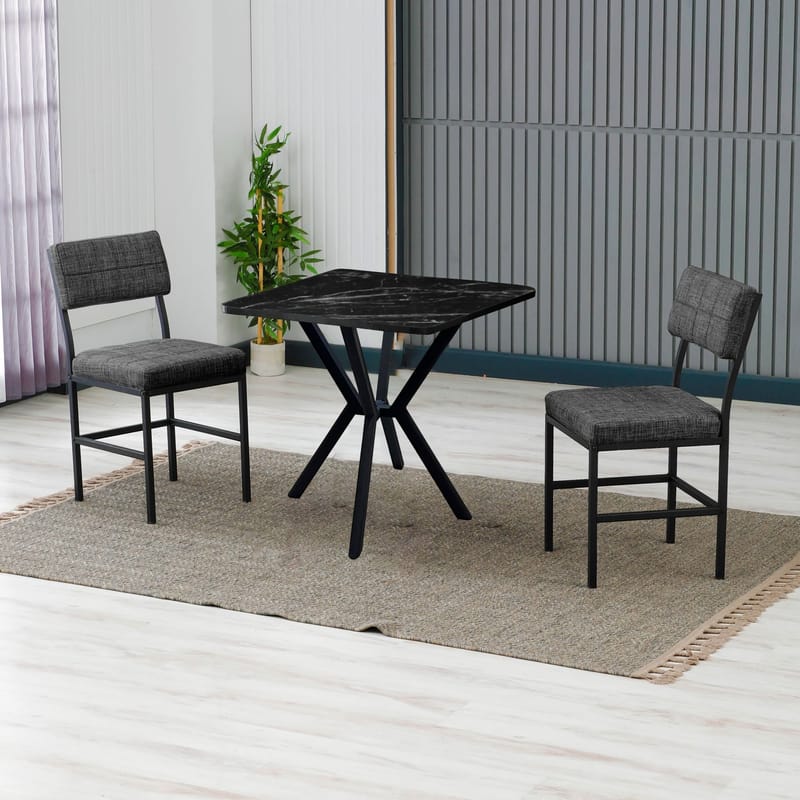 Stedum spisegruppe bord 70 cm + 2 stoler - Antrasitt og Svart - Møbler - Bord - Spisegruppe