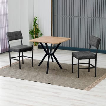 Stedum spisegruppe bord 70 cm + 2 stoler - Antrasitt/Valnøtt - Møbler - Bord - Spisegruppe