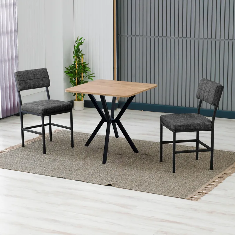 Stedum spisegruppe bord 70 cm + 2 stoler - Antrasitt/Valnøtt - Møbler - Bord - Spisegruppe